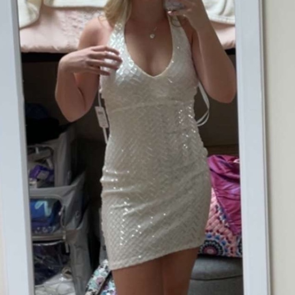 White Halter Cocktail Dress